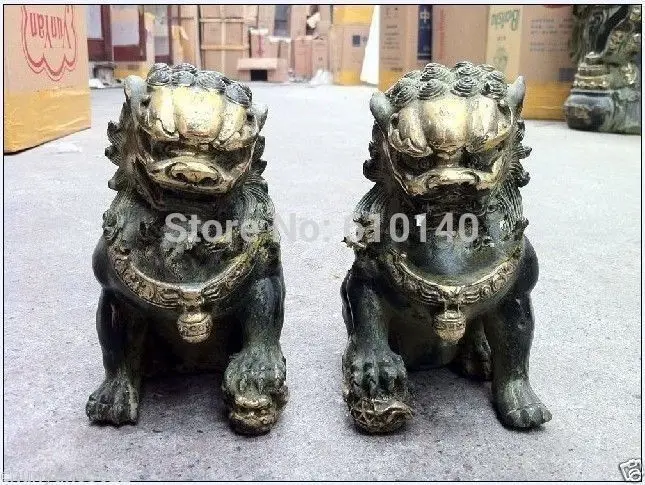 

Door fengshui Bronze Guardion Lion Foo Fu Dogs Statues