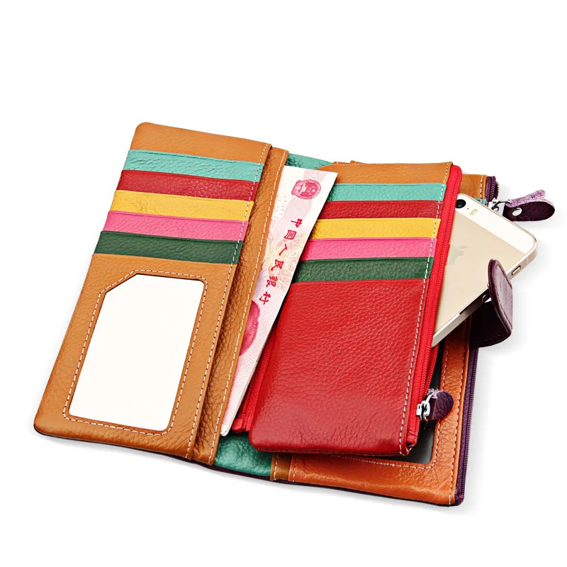 

2019 New Lady Real cowhide long wallet multi-function card pack 24 Doka Ladies purse womens wallets and purses