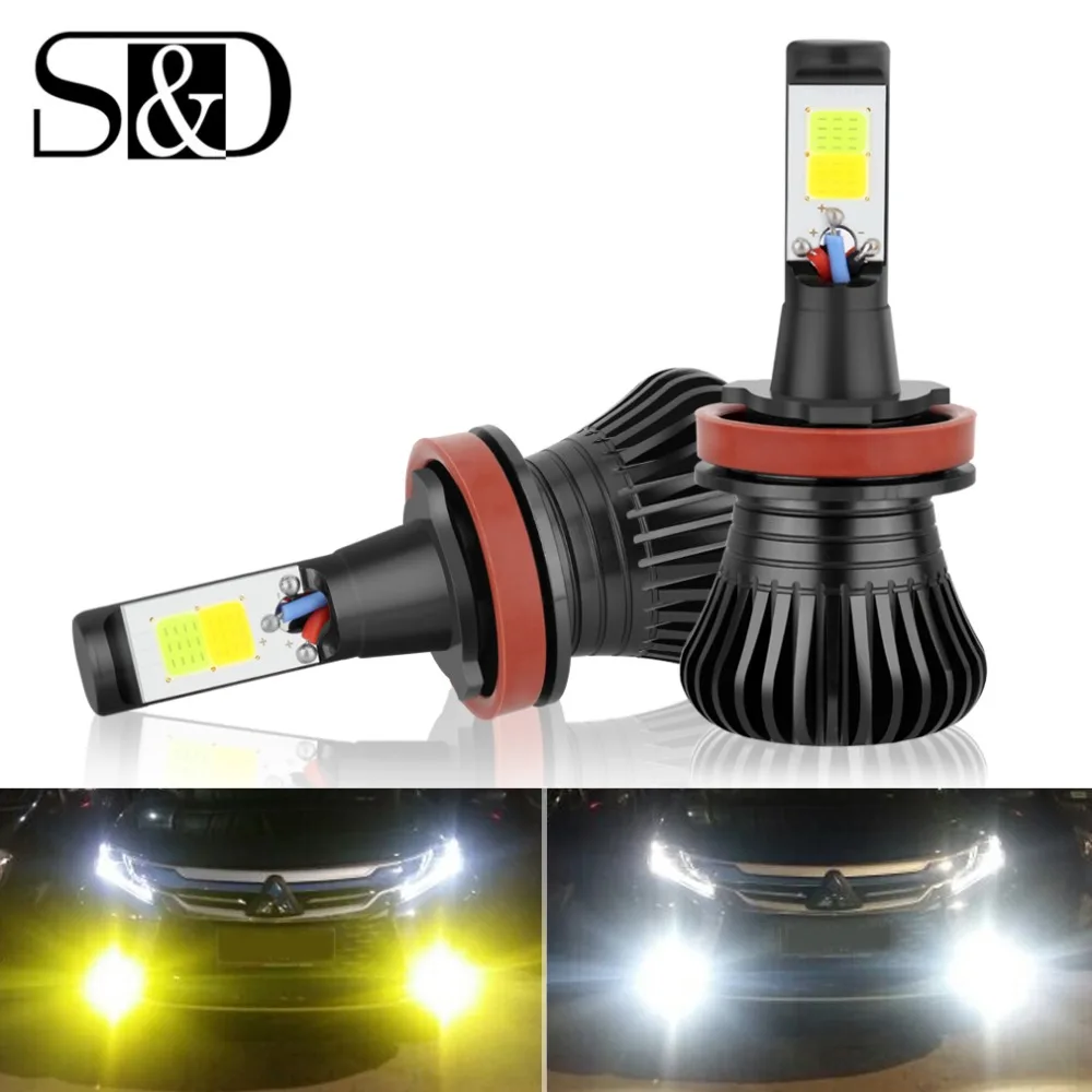 S&D H8 H9 H11 H7 LED Bulbs Dual Color Auto Fog Driving DRL Lamp HB3 HB4 9005 9006 H27 880 881 H3 H1 Car lights White Yellow S&D H8 H9 H11 H7 LED Bulbs Dual Color Auto Fog Driving DRL Lamp HB3 HB4 9005 9006 H27 880 881 H3 H1 Car lights White Yellow