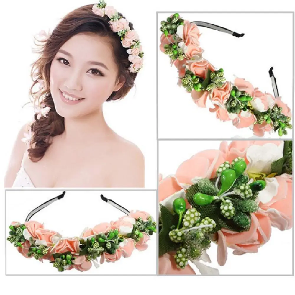

Hot Wedding Party Prom Head band Festival Decor Princess Floral Wreath Headpiece Beautiful Flower Garland Bride Headband