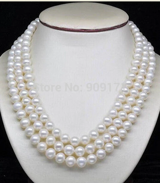 

Free Shipping>>Natural 3-Strand 7-8MM AAA White Pearl Necklaces (16"17"18" )