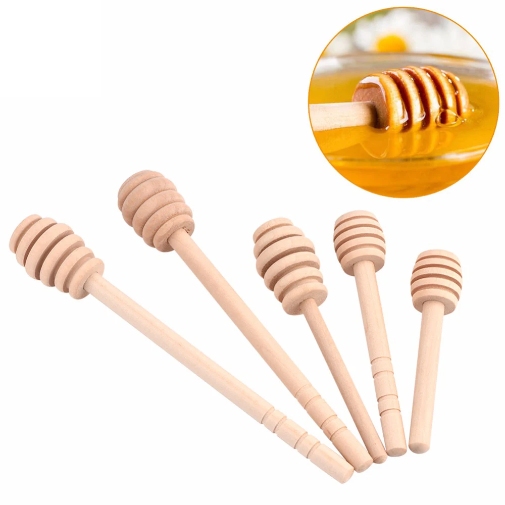 50Pcs/lot Wooden Stirrers Honey Dipper Wood Honey Spoon Stick for Honey Jar Stick Collect And
