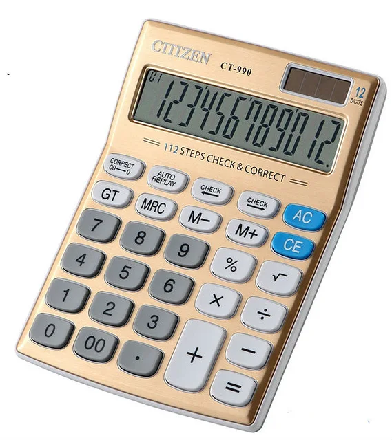 990Desktop Calculator Domstic electric double calculator,Golden Color Electronic Calculators