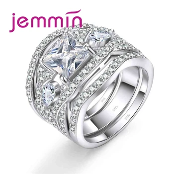 

Original Design Big Flower Knuckle Rings Set For Women 925 Sterling Silver Crystal Ring Party Bohemian Jewelry 3 Pcs/Set