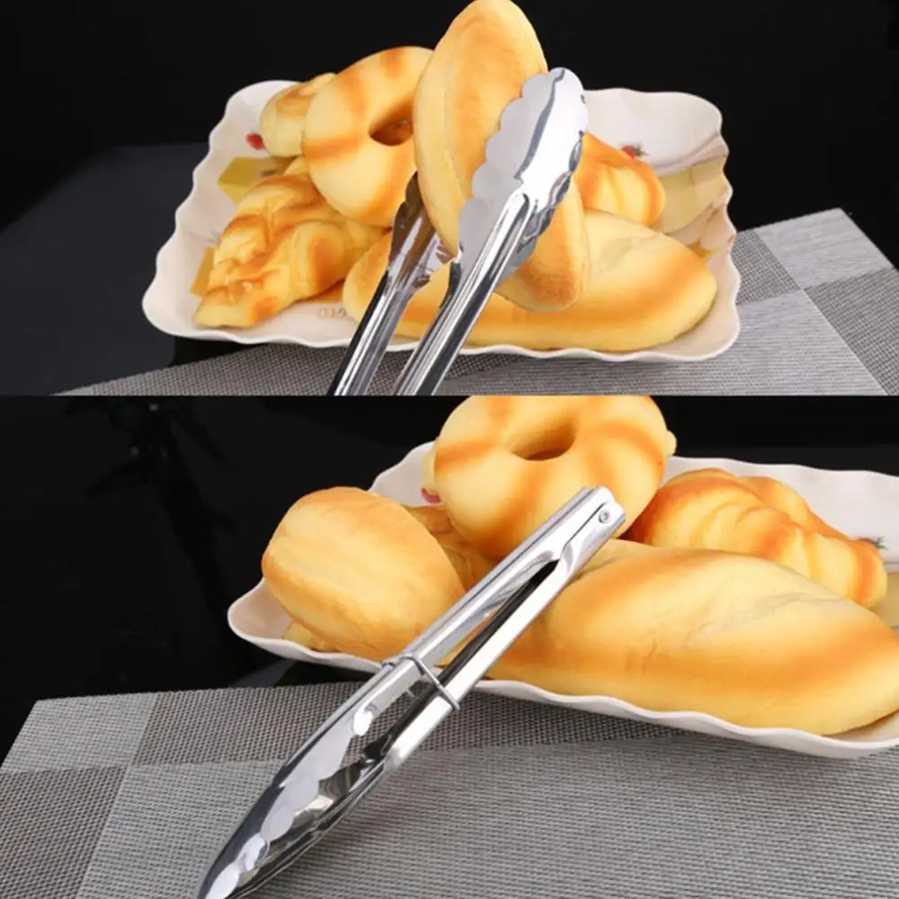 

Stainless Steel Food Tongs Bag Clips Handheld Barbecue Party Pastry Grill Tongs Kitchen Portable Bread Salad Bag Clips