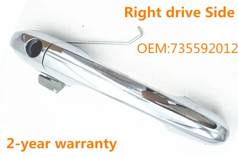 for Fiat 500 07 15 Door Handle Outer External RHD Front Chrome