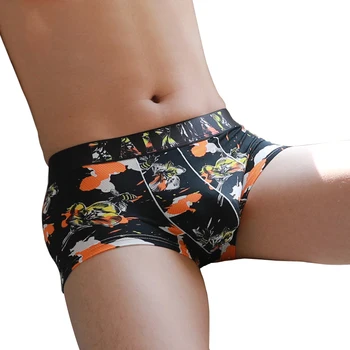 

AIIOU Men Ice Silk Boxer Shorts Hole Printed Men Cartoon Underwear Casual Sexy Boxer Comfortable Breathable Shorts Underpants