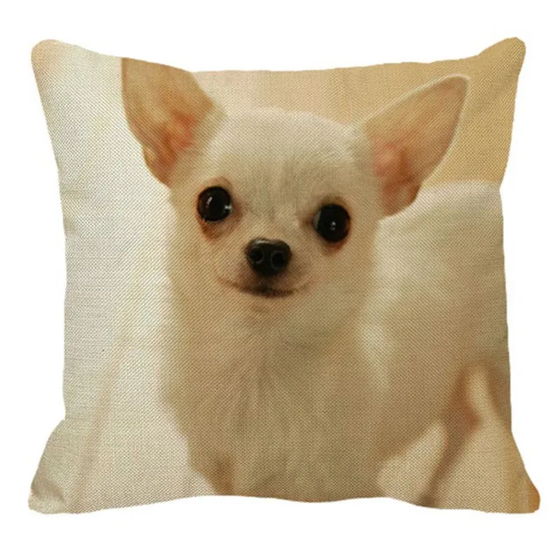 Милая собака породы чихуахуа узор льняная Подушка Чехол для подушки домашний диван квадратная наволочка 45x45 см
