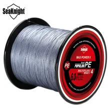 Seaknight linha de pesca trançada, 4 fios, 10-60lb, multifilamento, pe, 300m, 500m, 1000m, para pesca de carpa, água salgada água doce