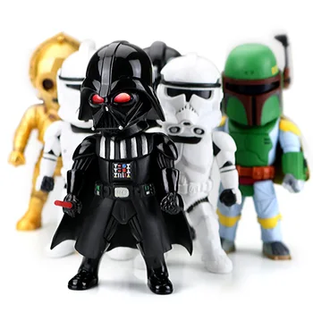 

6pcs/set Car Ornaments Q Version Star Wars Action Figures Doll The Force Awakens Darth Vader Stormtroopers PVC Model Accessories