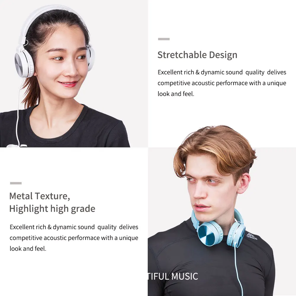  HIFI Stereo Metal Wired Headphone Foldable Headset FM and Over-ear Adjustable With Mic for Smart ph - 32849406285