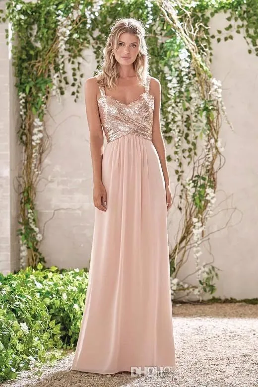 rose-gold-bridesmaid-dresses-a-line-spaghetti