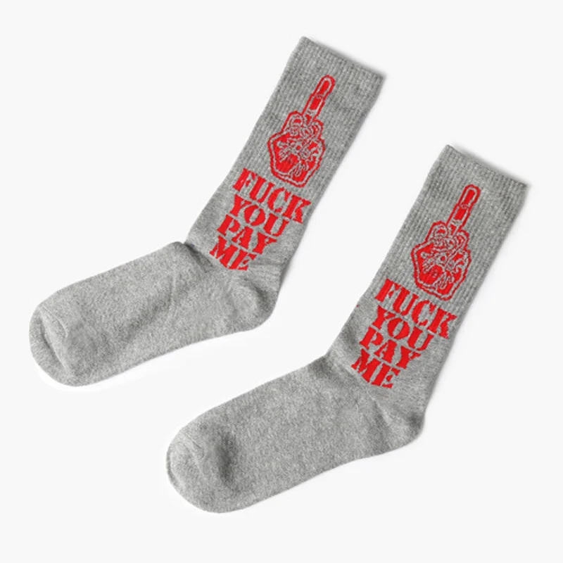 Новые трендовые мужские носки Харадзюку с красными буквами забавные мужские и женские красные носки без пятки с мультяшными рисунками