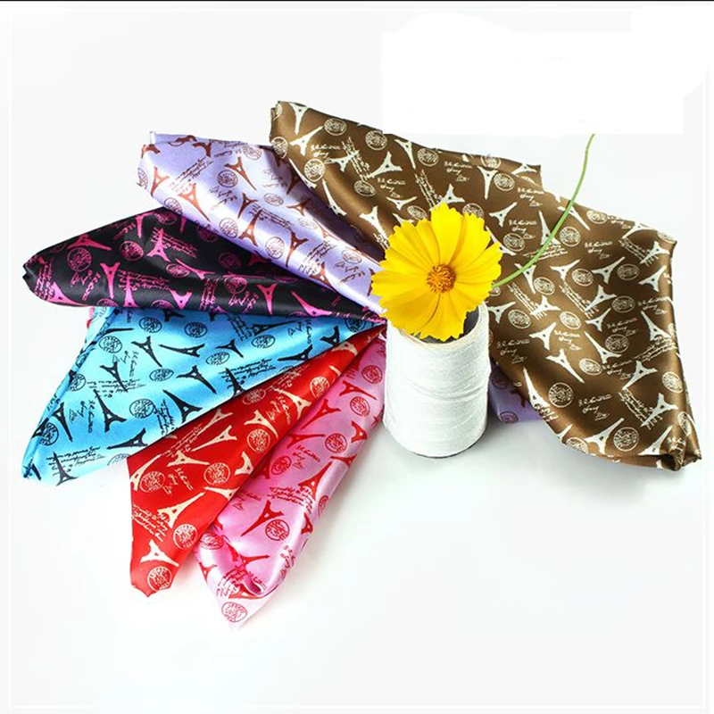 

HLQON 150x100cm floral print satin fabric soft comfortable cloth tissue for women beach dress, scarf, patchwork by meter