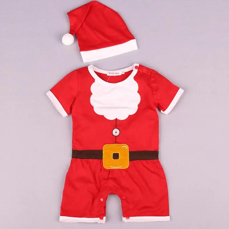 HE Hello Enjoy Рождественская одежда для малышей красный Санта-Клаус комбинезон для мальчиков+ шляпа комбинезоны для новорожденных зимняя одежда для малышей костюм на рождество ребенку - Цвет: red