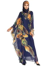 Vestidos De Mulheres Impresso Senhoras Árabes Kaftan Caftan Abaya islâmico Malásia Turco Vestidos Das Senhoras com Hijabs Abayas Dubai BD122(China)