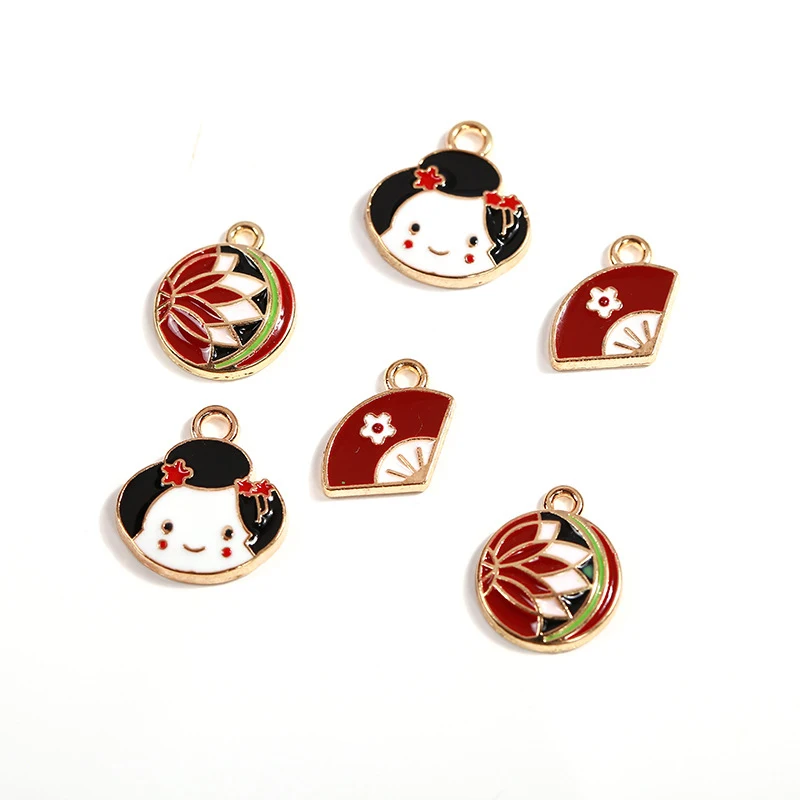 

Japan Fashion Oil Drop Enamel Charms for Earrings Metal Alloy Sakura Flower Pendants For Bracelet DIY Jewelry Findings Accessory