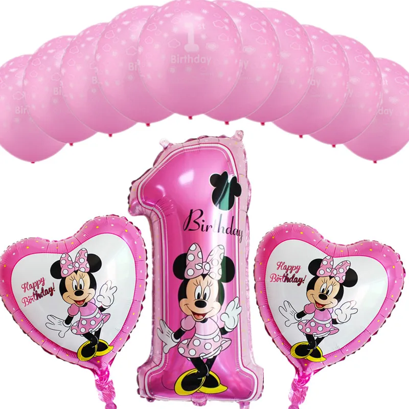 

13pcs/lot Happy Birthday Number 1 Helium Foil Balloons Boy Girl 1 Year Latex Balloon Baby Shower Party DIY Decoration Supplies