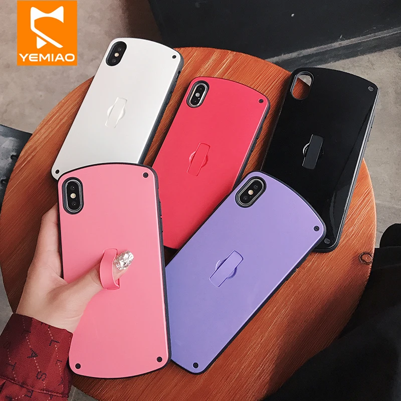

Holder Stand Phone Case For iPhone X XS 7 8 Plus Plain TPU + PC Shockproof Protective Cover For iPhone 6 6S Plus XS Max XR Case