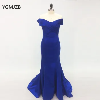 

Elegant Long Evening Dresses 2018 Mermaid Off the Shoulder Royal Blue Women Formal Party Evening Gown Prom Dress Robe De Soiree