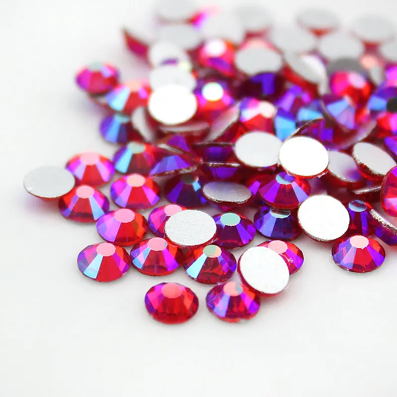 SS3-SS20 Light Siam AB Flat back nail deco non hotfix rhinestones for DIY Apparel Decoration Rhinestone glue on stone