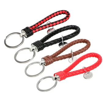 

LEEPEE Auto Accessories Creative Hand-woven Leather Rope Keychain Key Rings Car Keyring Key Chain Gift Key Holder