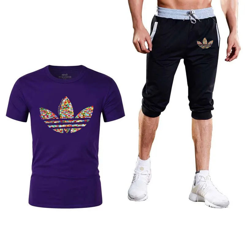 Quality Men's Sets T Shirts+shorts men Brand clothing Two piece suit tracksuit Fashion Casual T shirts Gyms Workout Fitness Sets