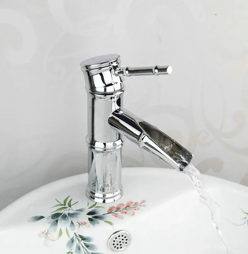 

Modern Deck Mount Single Hole Bathtub Basin Faucet Chrome Bamboo Mixer Tap HK-019 Mixer Tap Faucet