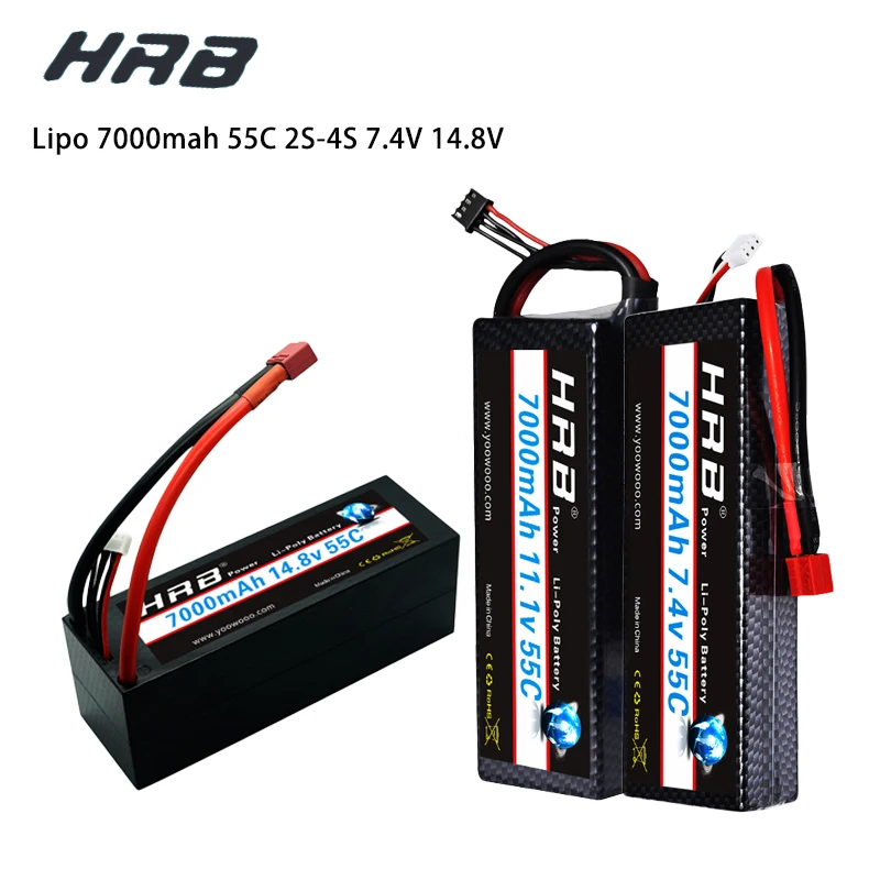 Duro para rc Lipo 14.8 2 s 3 4s p Bateria 7000mah 55c t Dean Xt60 Max 110c Case 1 – 10 Escala Trx Stampede Carro Hrb 7.4 v 11.1
