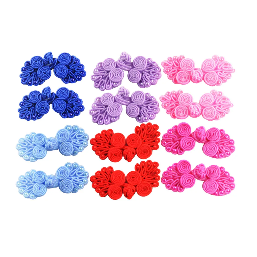 12pcs Chinese Knot Frog Buttons for Cheongsam Dress DIY Hair Accessories