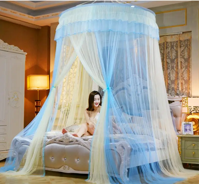 Новое поступление принцесса москитная сетка двойной балдахин для Кровати Спальный Занавес кровать сетчатый балдахин Полный queen King Размер Чистая 150 см диаметра