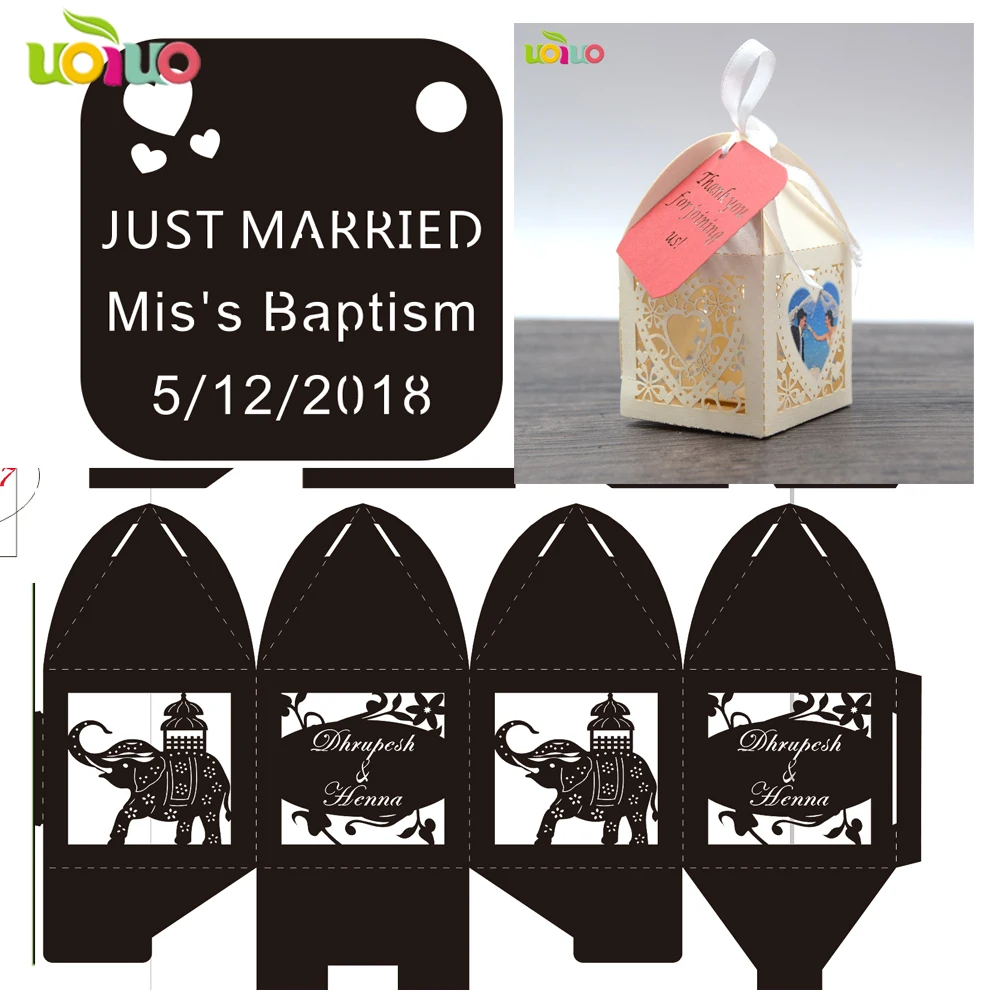 Wedding Candy Boxes Favor Ribbon Gifts with customized tag Casamento Party Decor Free Shipping | Дом и сад