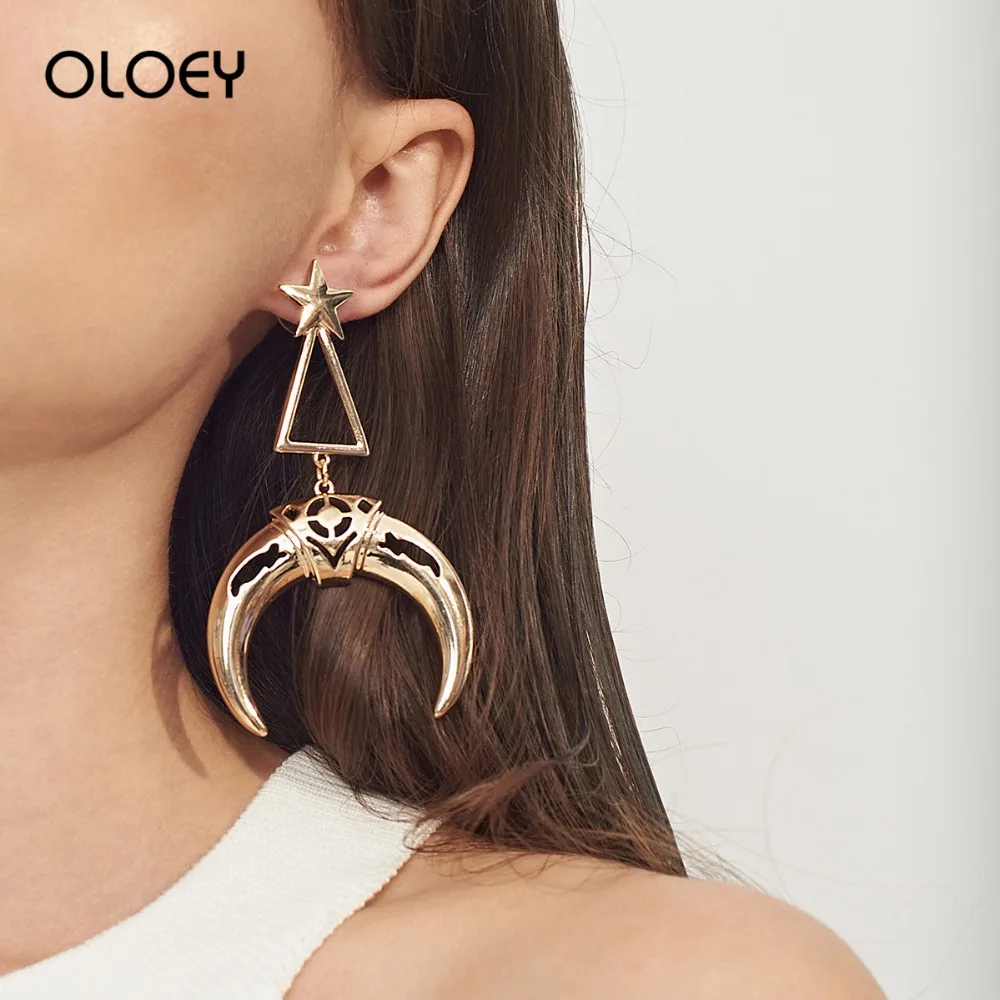 

OLOEY Punk Fashion Drop Earrings Women Party Jewelry Hollow Triangle Pendant Earrings Cool Female Exaggerated Earrings Gifts