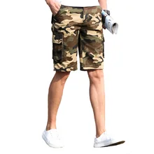 Новые мужские камуфляжные шорты милитари мужские s повседневные мульти-комбинезон с карманами Карго до колен шорты плюс размер 42 бермуды Masculina