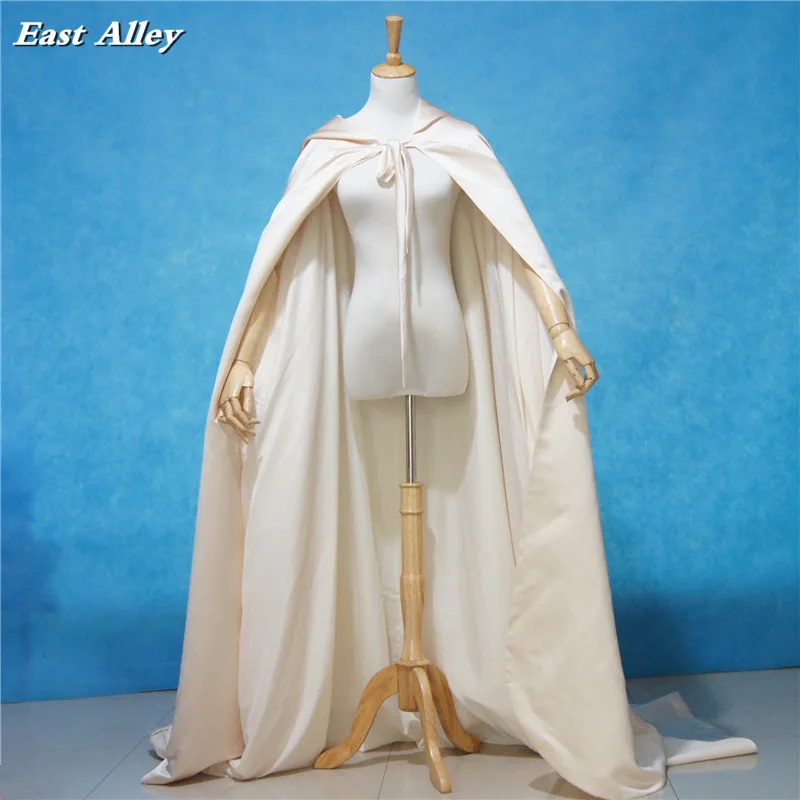 US $32.76 Wedding Cape Bridal Cloak Champagne Satin Hooded Cape Shawl Coat Costume Cosplay