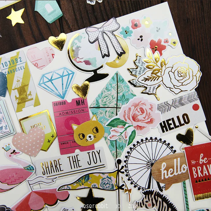 KSCRAFT 60pc Cute Animals Cardstock Die Cuts for Scrapbooking Happy Planner/Card Making/Journaling Project