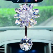 Top Grade Handmade Floral Crystal Drop Pendant Charm Car Hanging Ornament Decoration Car Accessories