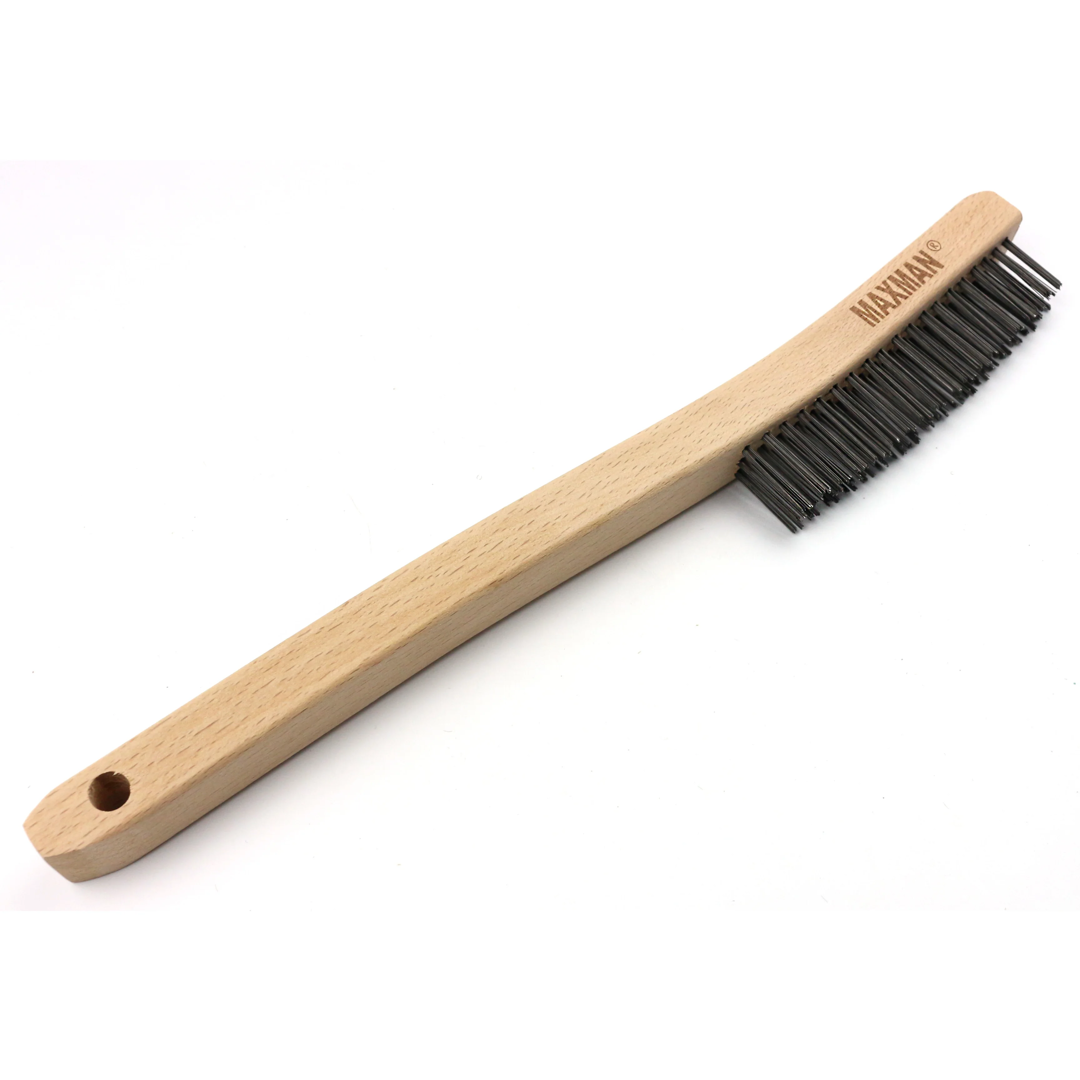 MAXMAN Brush 3X19 Row Carbon Steel Wire Brush High Grade Beech Brsuh for Rust Removal Decontamination Polishing of Cleaning