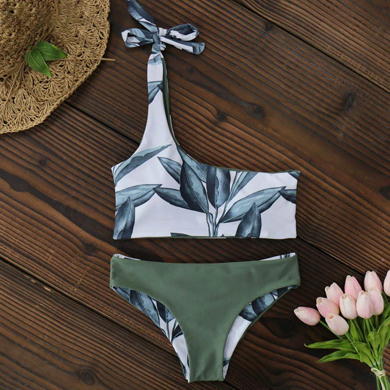 

Bikini Women Swimwear Push Up Swimsuit One Shoulder Print Brazilian Bikini Set 2019 Biquini Bathing Suit Beach Swimming Suit