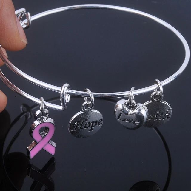 Уход для рака молочной железы розовой ленточкой браслеты надежда любовь вера прелести браслет регулируемый браслеты для ювелирных изделий