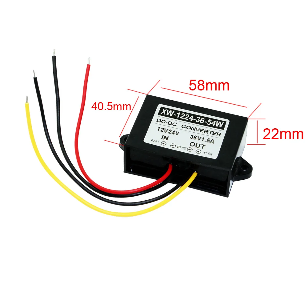 

Power Adapter Supply Converter DC12V/24V Step Up To 36V 1.5A 54W Easy Install Regulator Module ABS Outer Case