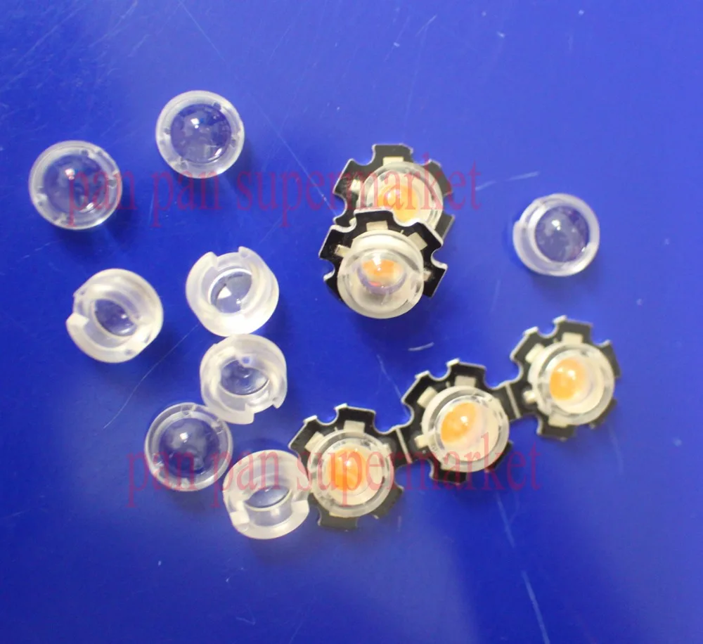 

20 pcs/lot 45 60 90 100 Degree 13mm Mini LED PCB Angle Lens for IR CCTV LED PCB Convex Lenses With Holder 1W 3W High Power Lens