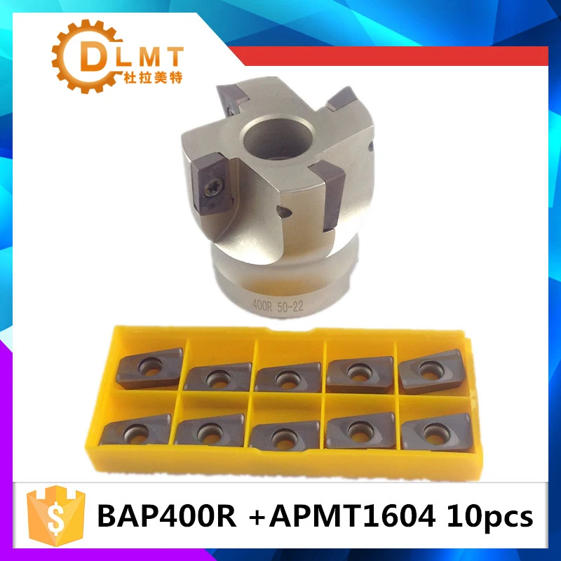 BAP400R 50 22 4T BAP 400R 63 22 4T BAP 400R 80 22 4T Flute Face End Mill Flat Cutter +10pcs APMT1604PDER Carbide Inserts