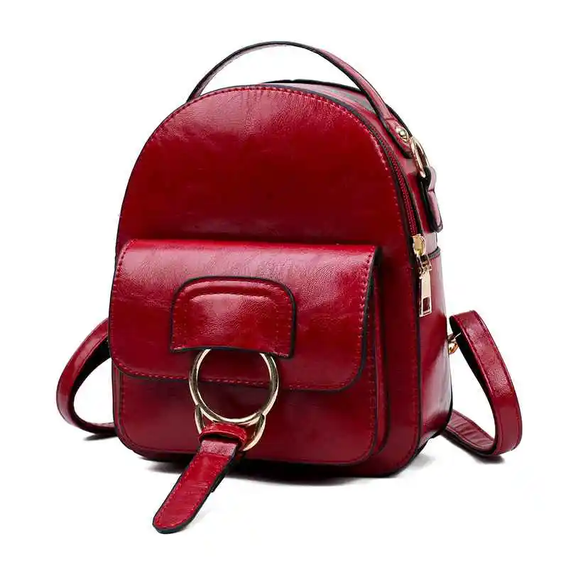 Рюкзаки школьные подростковые для девочек женские рюкзаки из искусственной кожи женские высококачественные модные винтажные сумки на плечо дамские сумки - Цвет: Красный