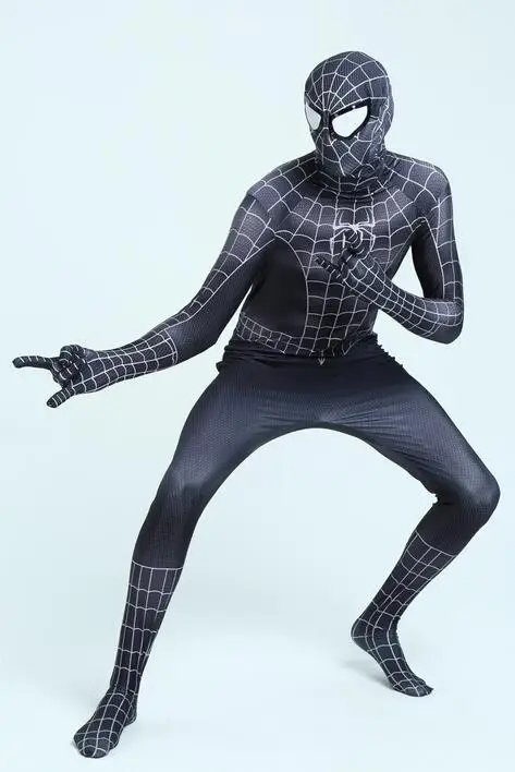 3d-костюм Человека-паука из спандекса, полный корпус, косплей на Хэллоуин, Костюм Супергероя человека-паука для взрослых/детей, подарки - Цвет: black