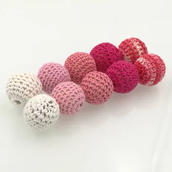 DIY Chunky wooden crochet beads,56 colors, round beads,knitted bead wooden beads handmade 60 PCS pattern WC013