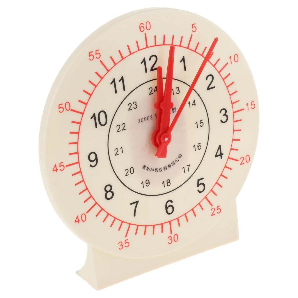 Funny Teaching Clock Learning Time Educational Toy Clock w/ Linkage Hand, Clear Dial Plate Teach Time & Number Puzzles
