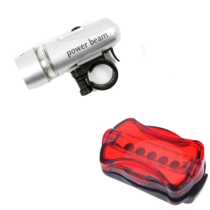 Excellent Ultra Bright Cycling Bicycle Light Set 5 LED Bike Front Head Light + 5 LED Bicycle Rear Flashlight Light Safety Bike Accessorie 2