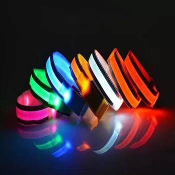 

Arm Warmer Belt Bike LED Armband Reflective Belt LED Safety Sports Strap Snap Wrap Arm Band Armband 2018 Hot
