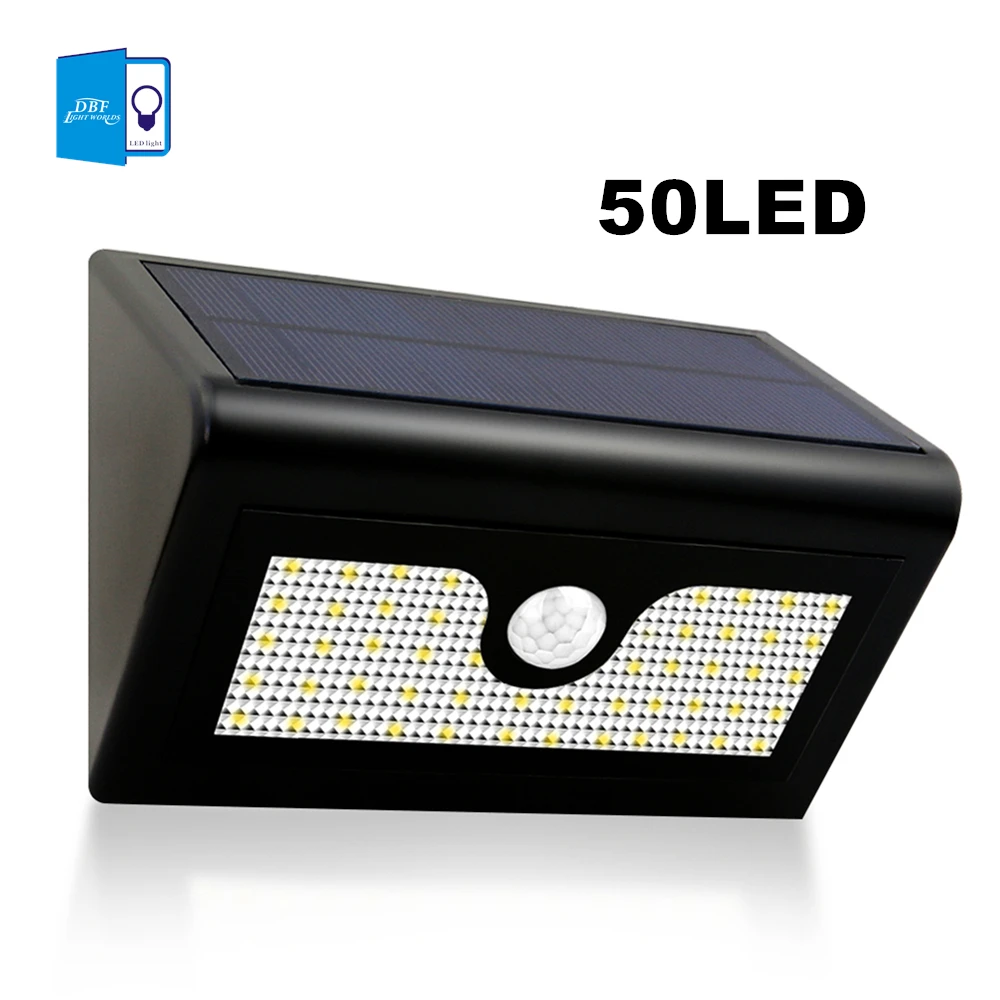 

[DBF]50 LED Solar Powered Motion Sensor Light Outdoor Waterproof led Solar Spotlight Led Garden lampada street light wall sconce